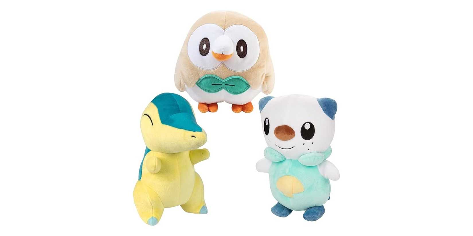 Image of a Rowlet, Cyndaquil, And Oshawott on a white background.