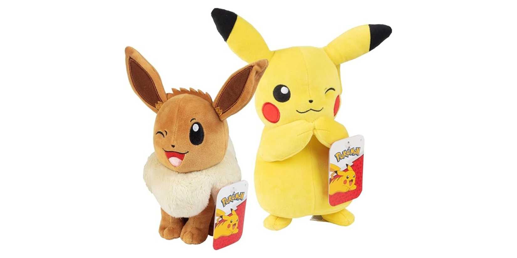 Image of Eevee & Pikachu on a white background.