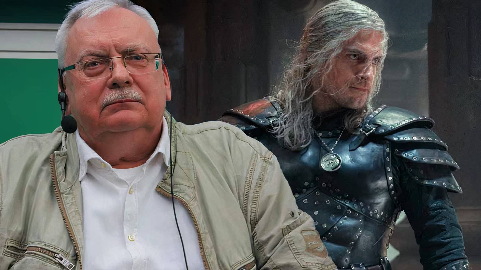 Andrzej Sapkowski and Henry Cavill as Geralt of Rivia