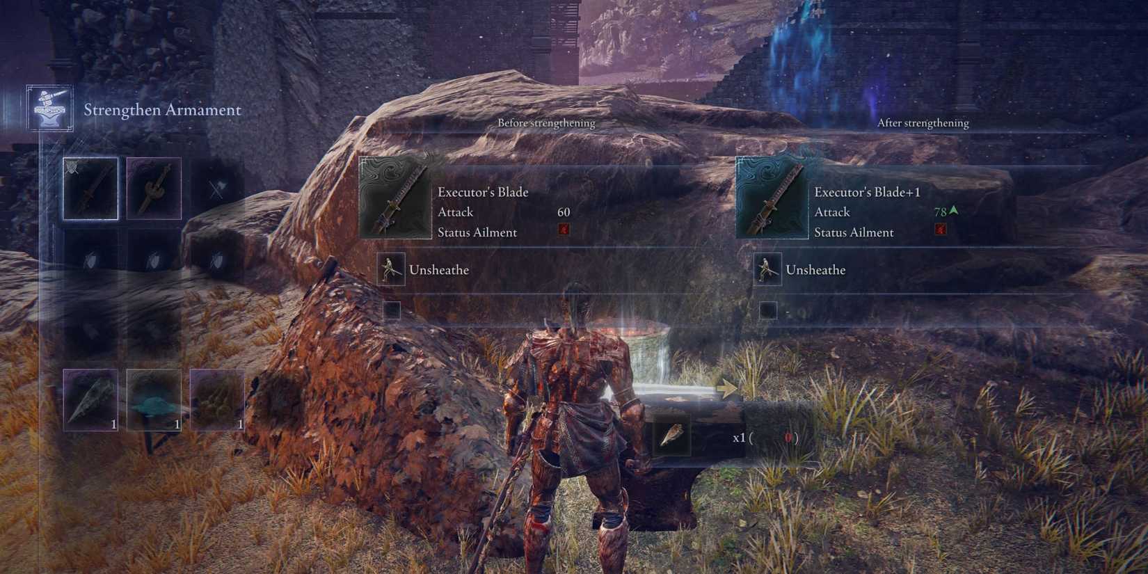 A player upgrading their weapon in Elden Ring Nightreign