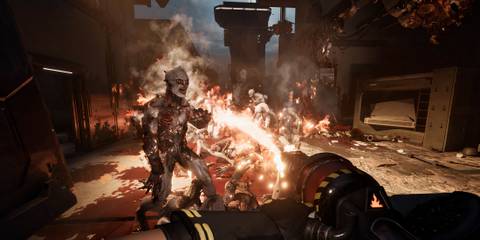 Using a flamethrower in Killing Floor 3