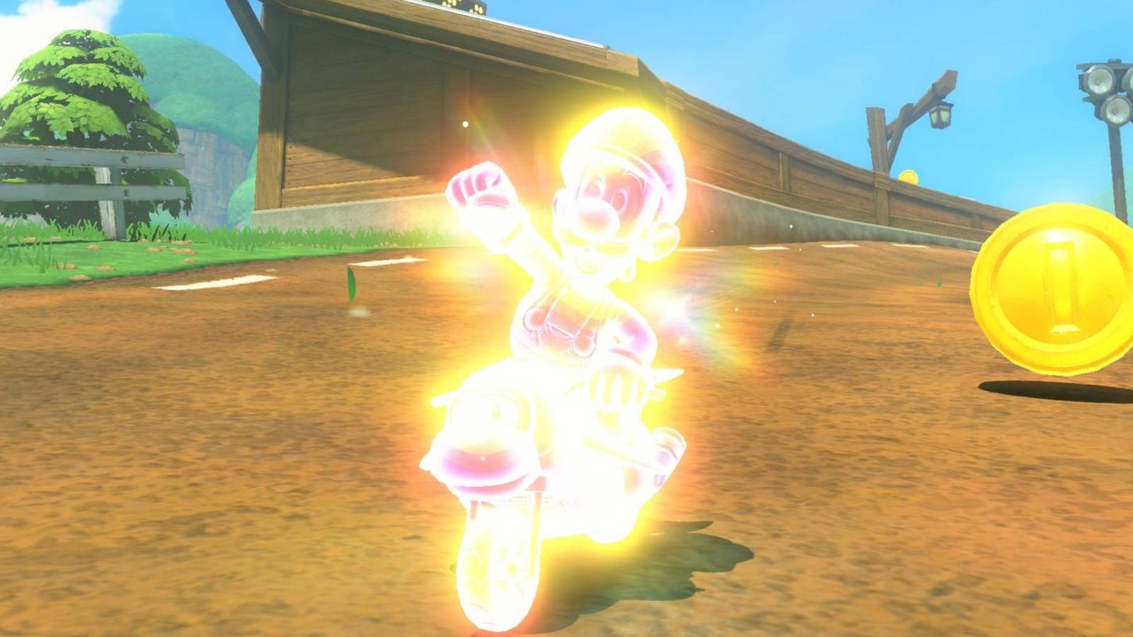 using a super star in mario kart world