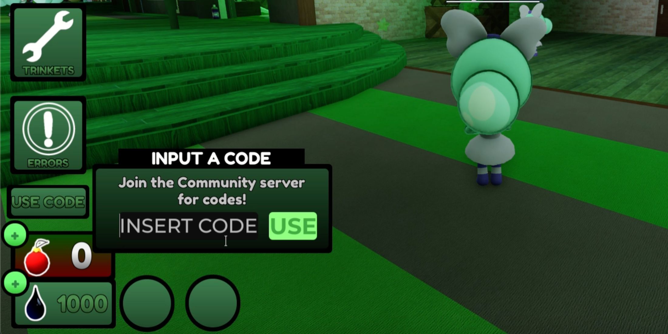 Vee's World the codes tab