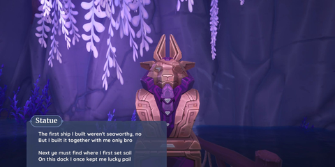 Where Prismbeard sailed his first ship statue in Palia's The True Treasure quest