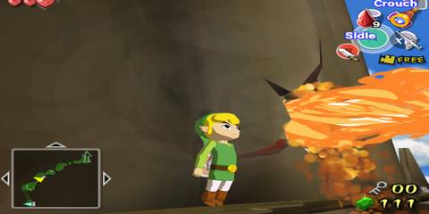 link in front of a fire pit in the legend of zelda: the wind waker