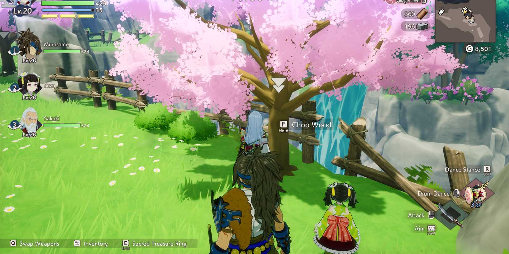 Image of wood being chopped in Rune Factory: Guardians of Azuma