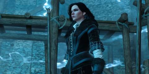 Yennefer of Vengerberg prepares for a ritual in a cold, magical setting in The Witcher 3 on Nintendo Switch