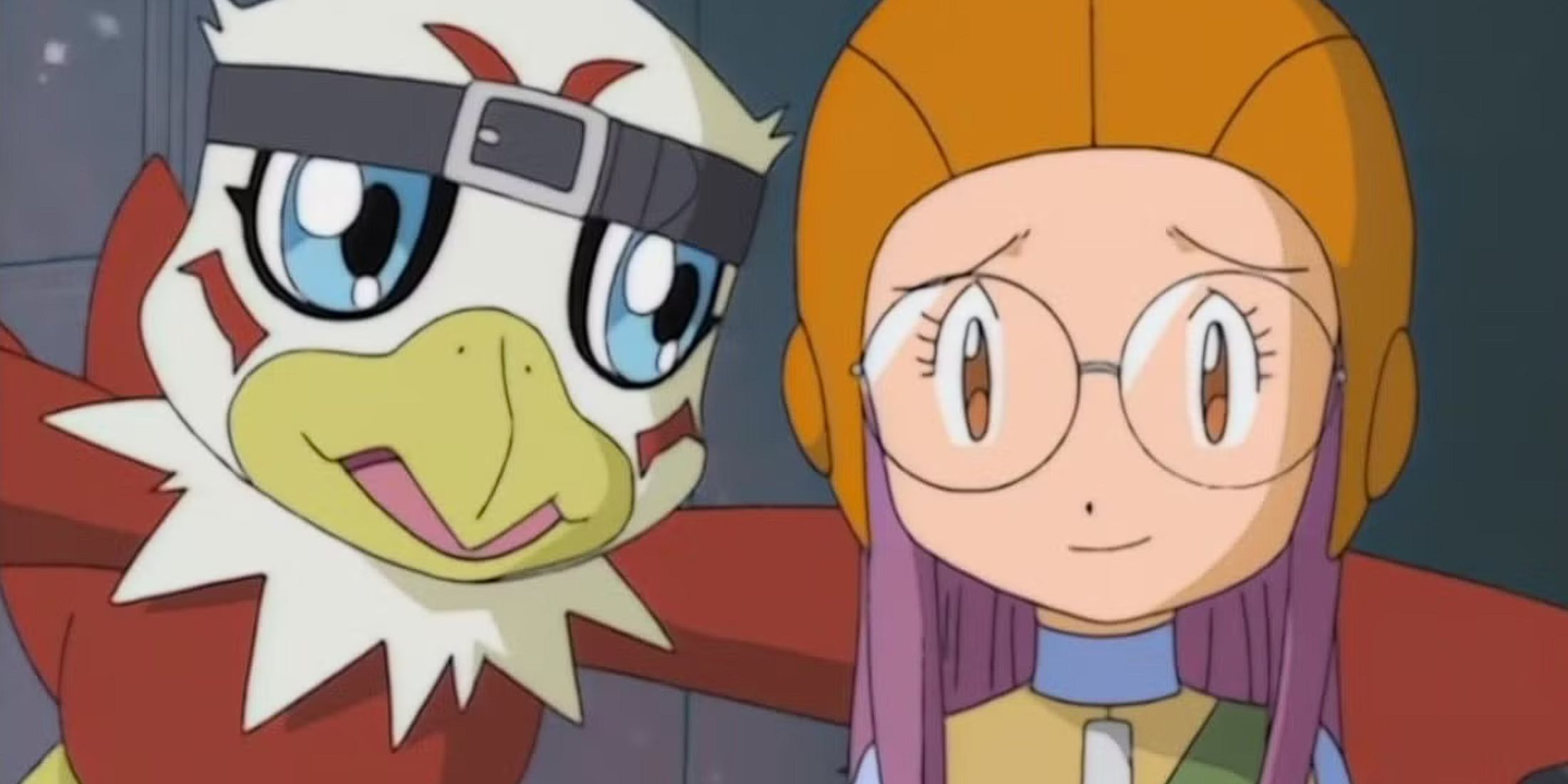 Yolei and Hawkmon Digimon