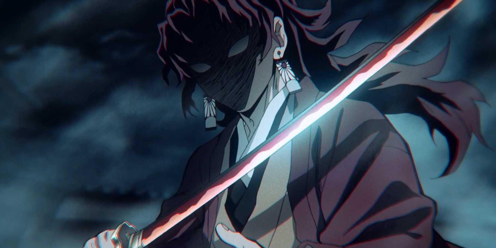 Yoriichi wielding the Bright Red Nichirin Sword in Demon Slayer