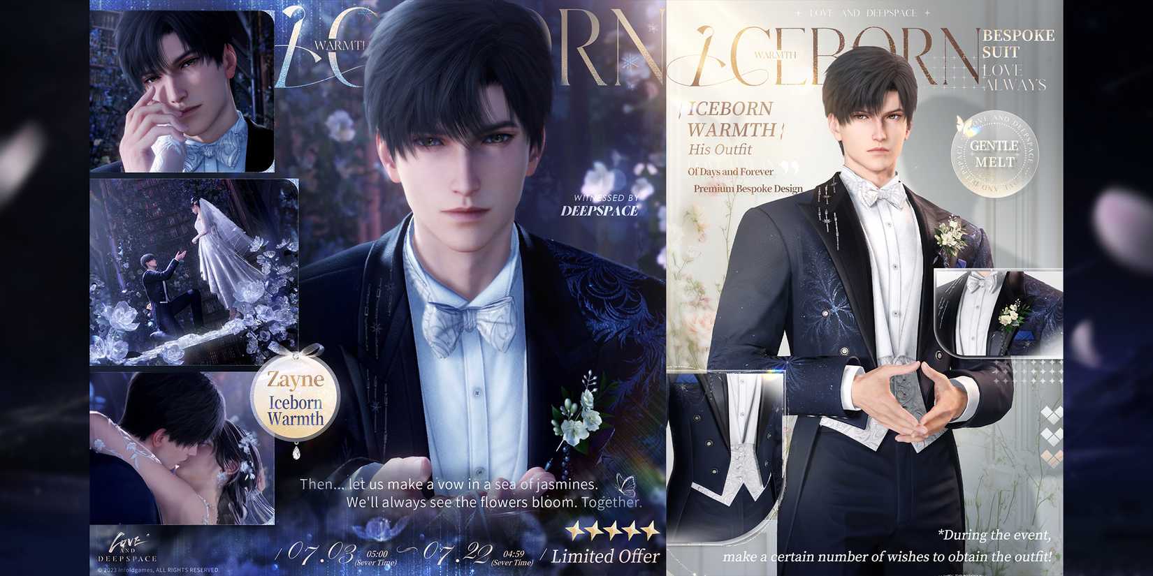 zayne multi banner witnessed by deepspace in love and deepspace