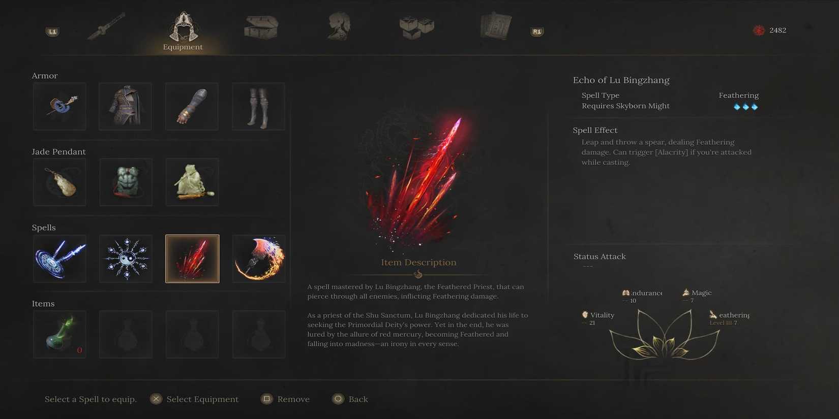 A Feathering Based Spell in the Menu 