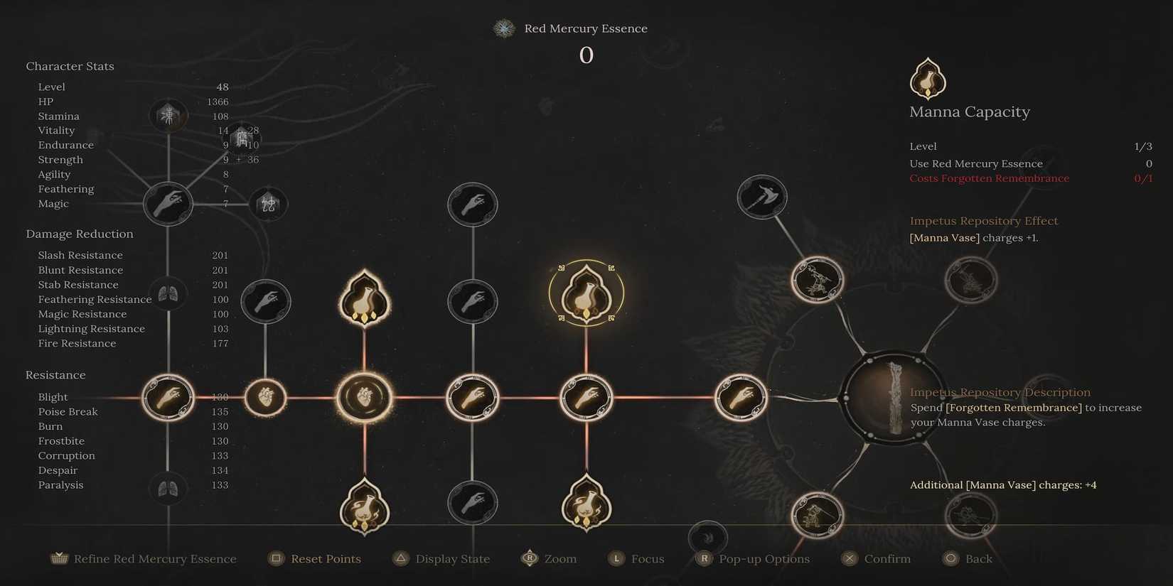 The Manna Capacity Upgrade in the Skill Tree