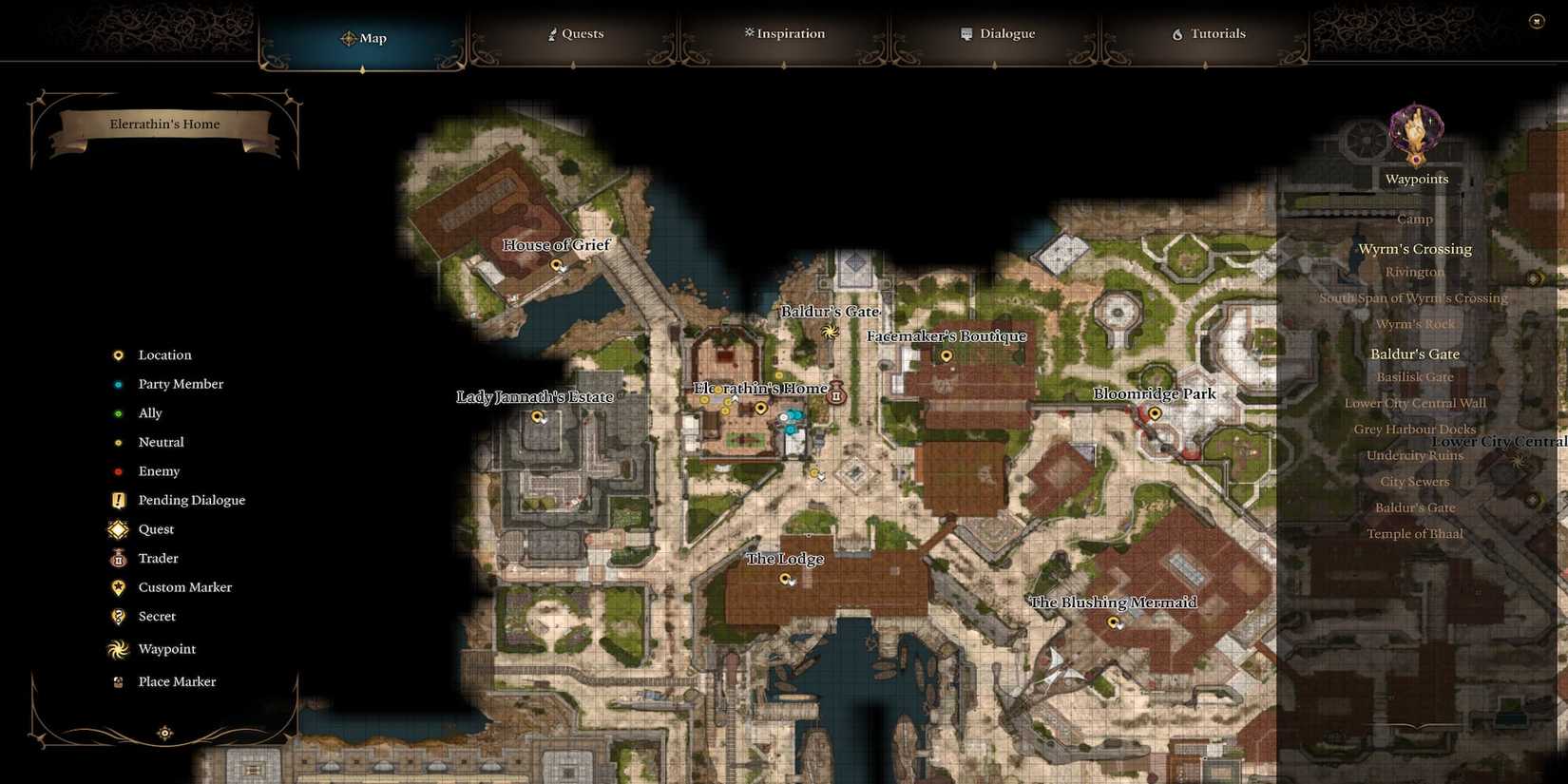 Elerrathin's Home Location on the map 
