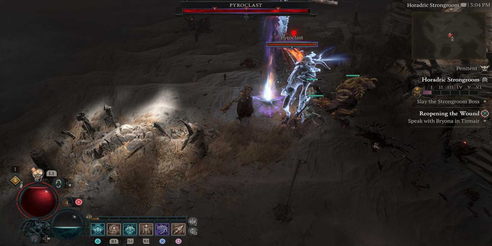 The Player Fighting the Strongroom Boss