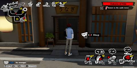 The Player Standing in Front of the Eel Shop 