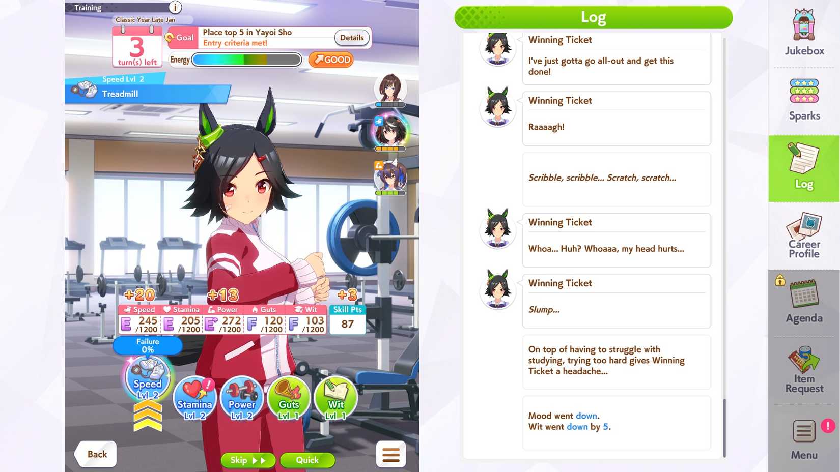 Umamusume Winning Ticket Training Screen