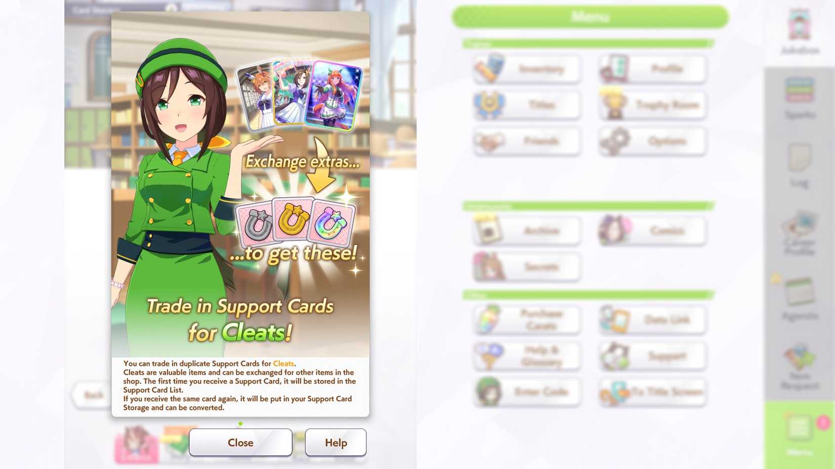 Umamusume Horseshoe tutorial message