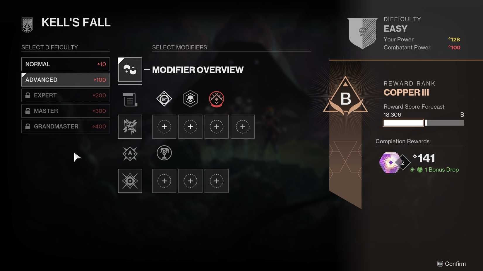 Destiny 2 Difficulty Customization Screen