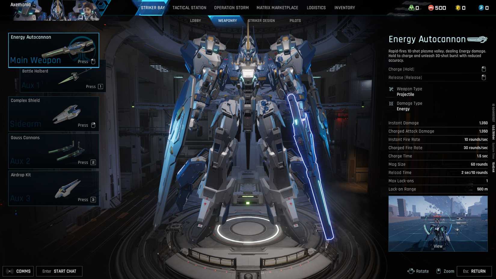 Mecha BREAK Alysnes weapons