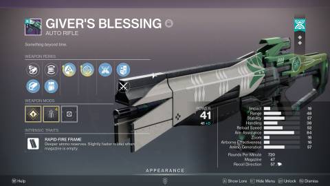 Destiny 2 Giver's Blessing AR
