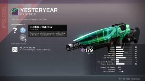 Destiny 2 Yesteryear Pulse Rifle