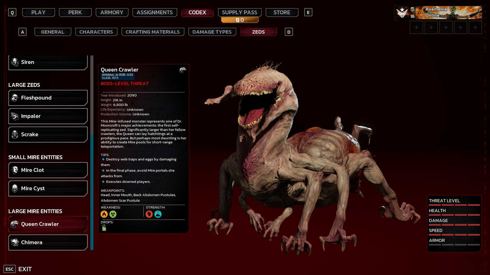 KF3 Queen Crawler Codex Page