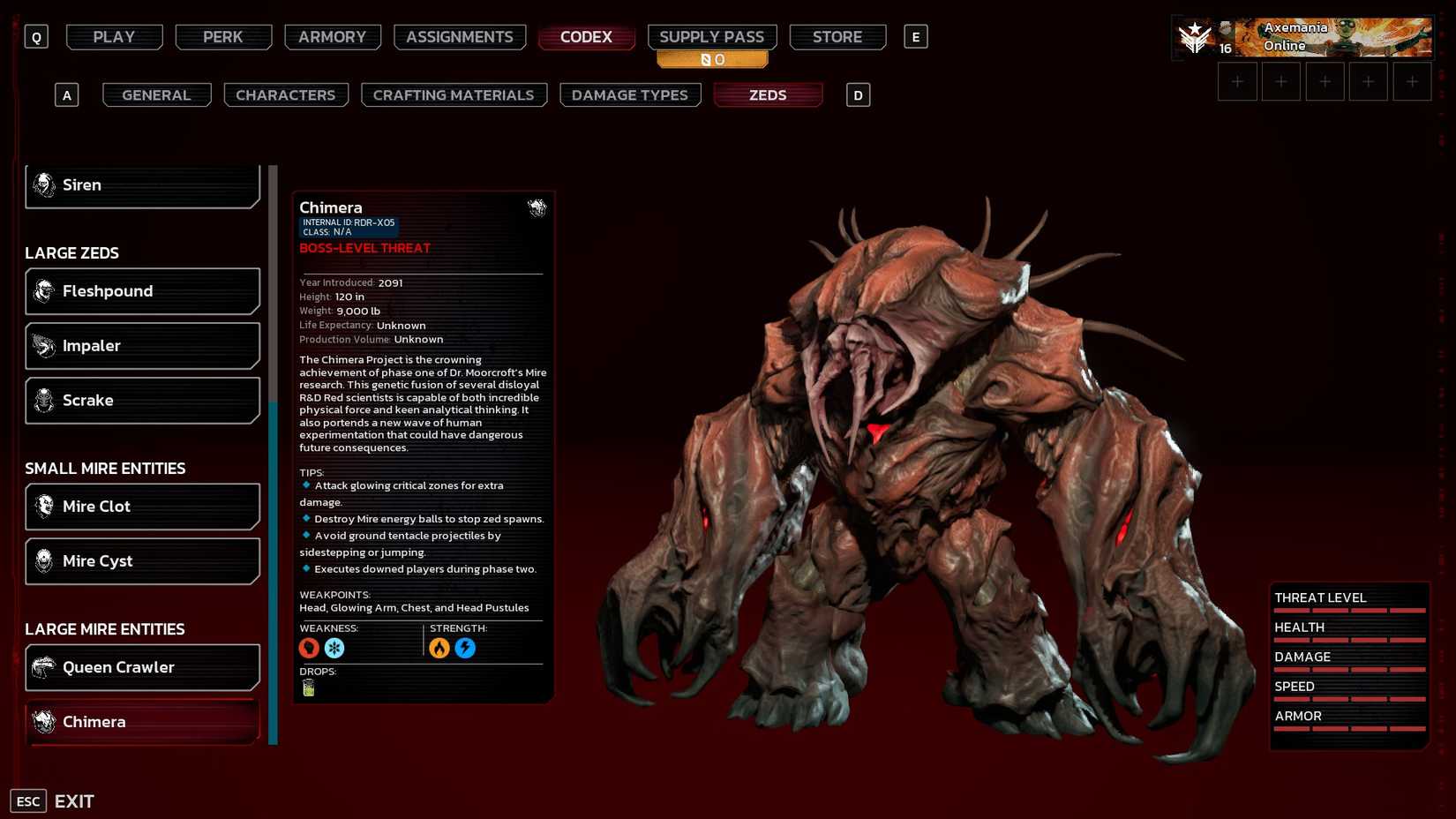 KF3 Chimera Codex Page