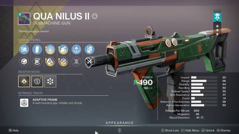 D2 Qua Nilus II PvE God Roll