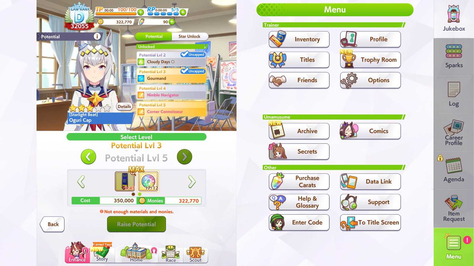 Umamusume Potential 5 Dream Glimmer requirement