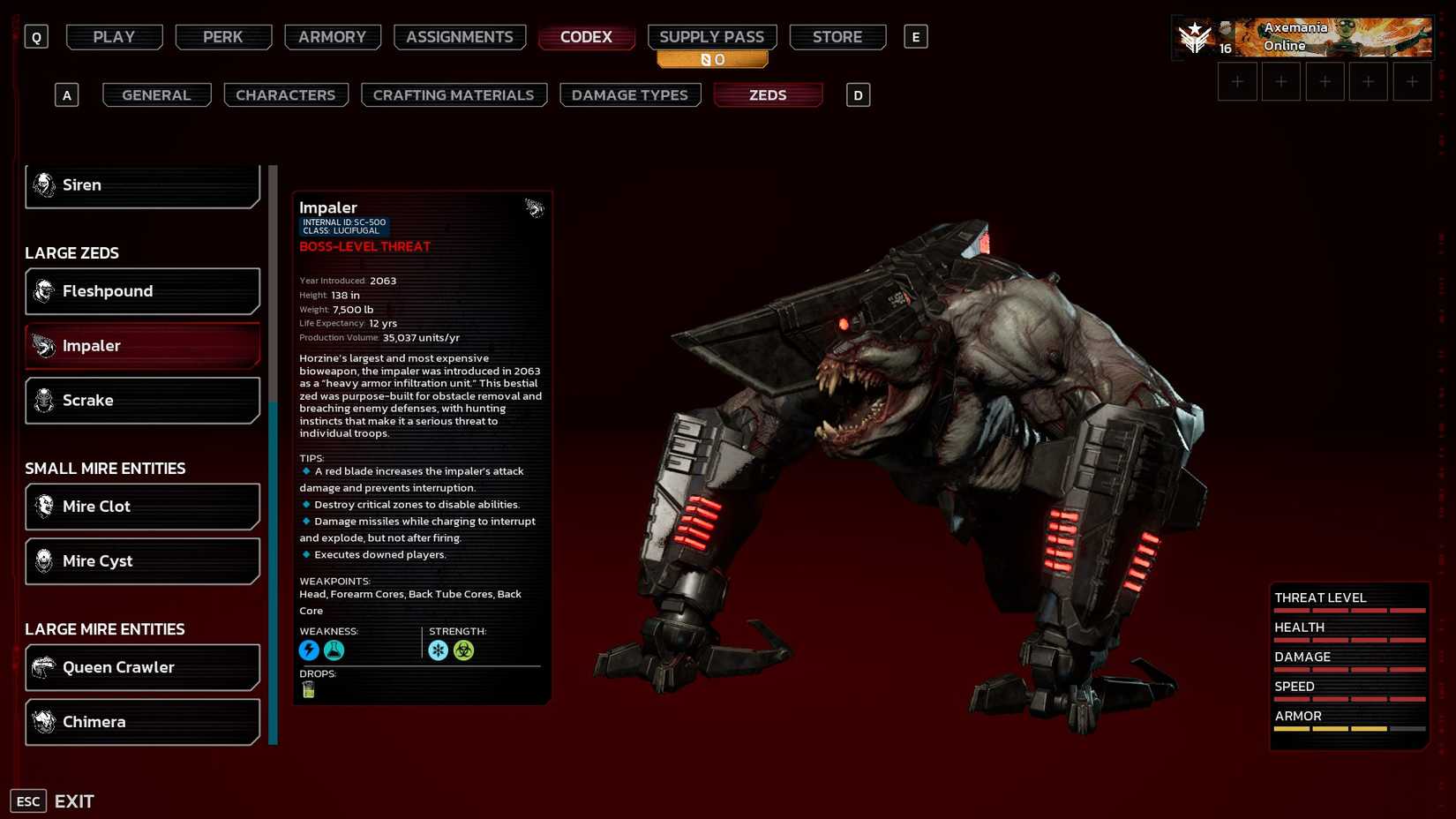 KF3 Impaler Codex Page