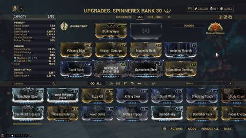 Warframe Spinnerex Gas Build