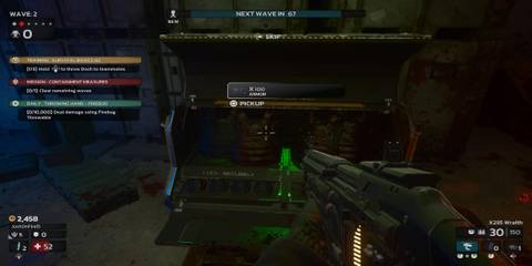 The Player Interacting with an Opened Armor Locker 