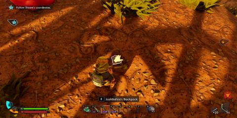 The Player Standing Over a Backpack 