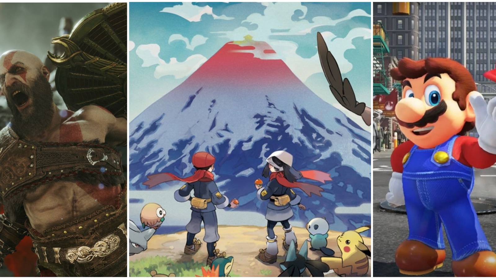 Best Open-Zone Games- God of War Ragnarok Pokemon Legends: Arceus Super Mario Odyssey