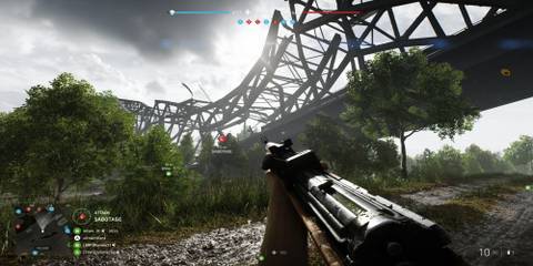 A collapsing bridge in battlefield 5