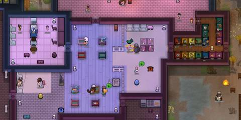 A colorful nursery houses children, babies, and gene-modded caretakers in RimWorld Biotech, a best DLC addition