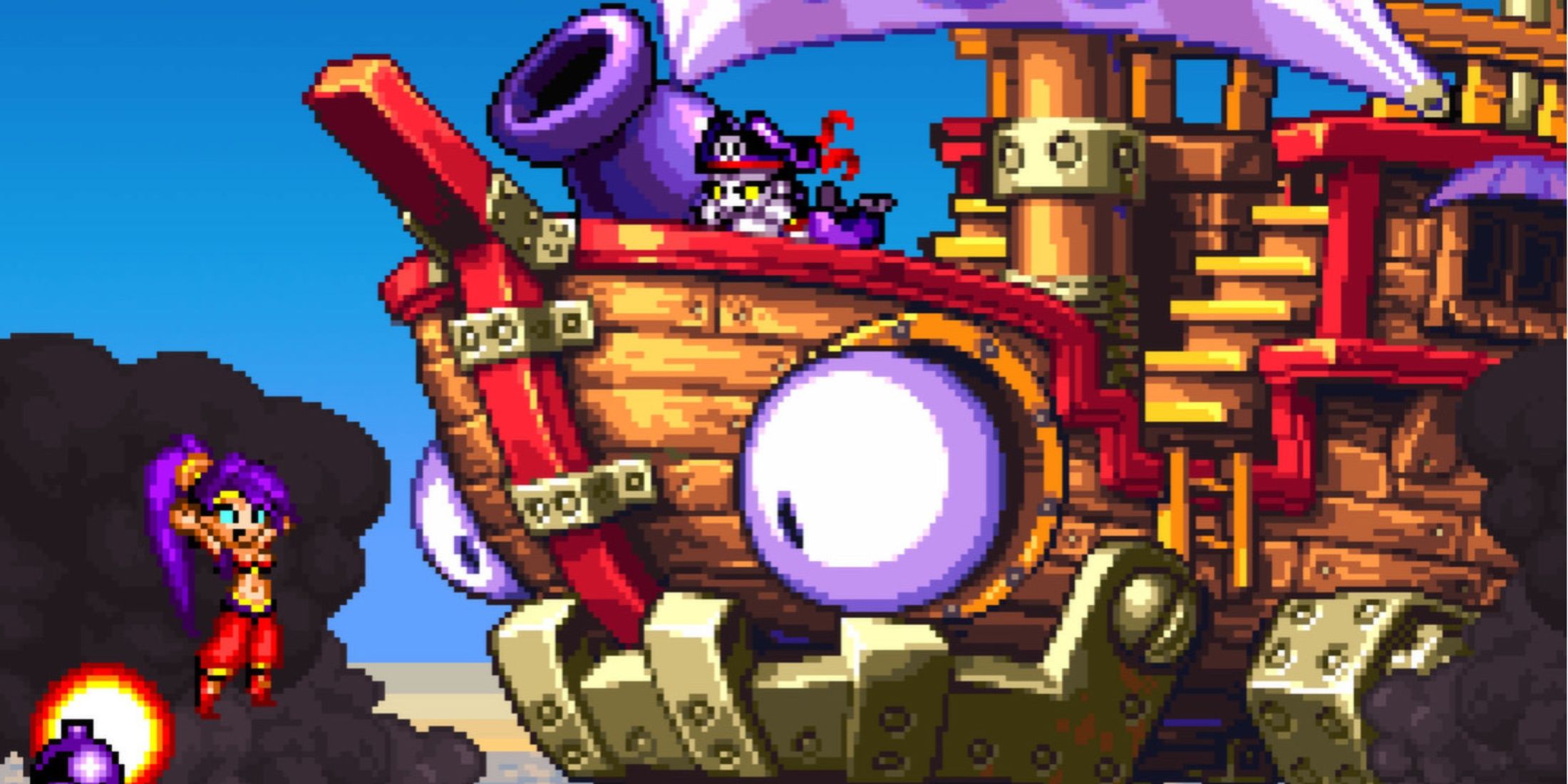 A cutscene featuring characters in Shantae Risky's Revenge