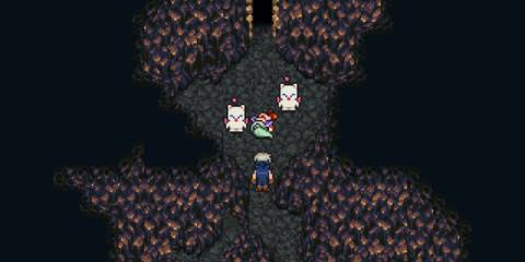 A cutscene featuring Locke, Terra, and Moogles in Final Fantasy 6