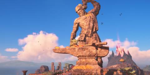 A god statue in Immortals Fenyx Rising