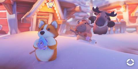 A moose and bull chasing a dog in Party Animals