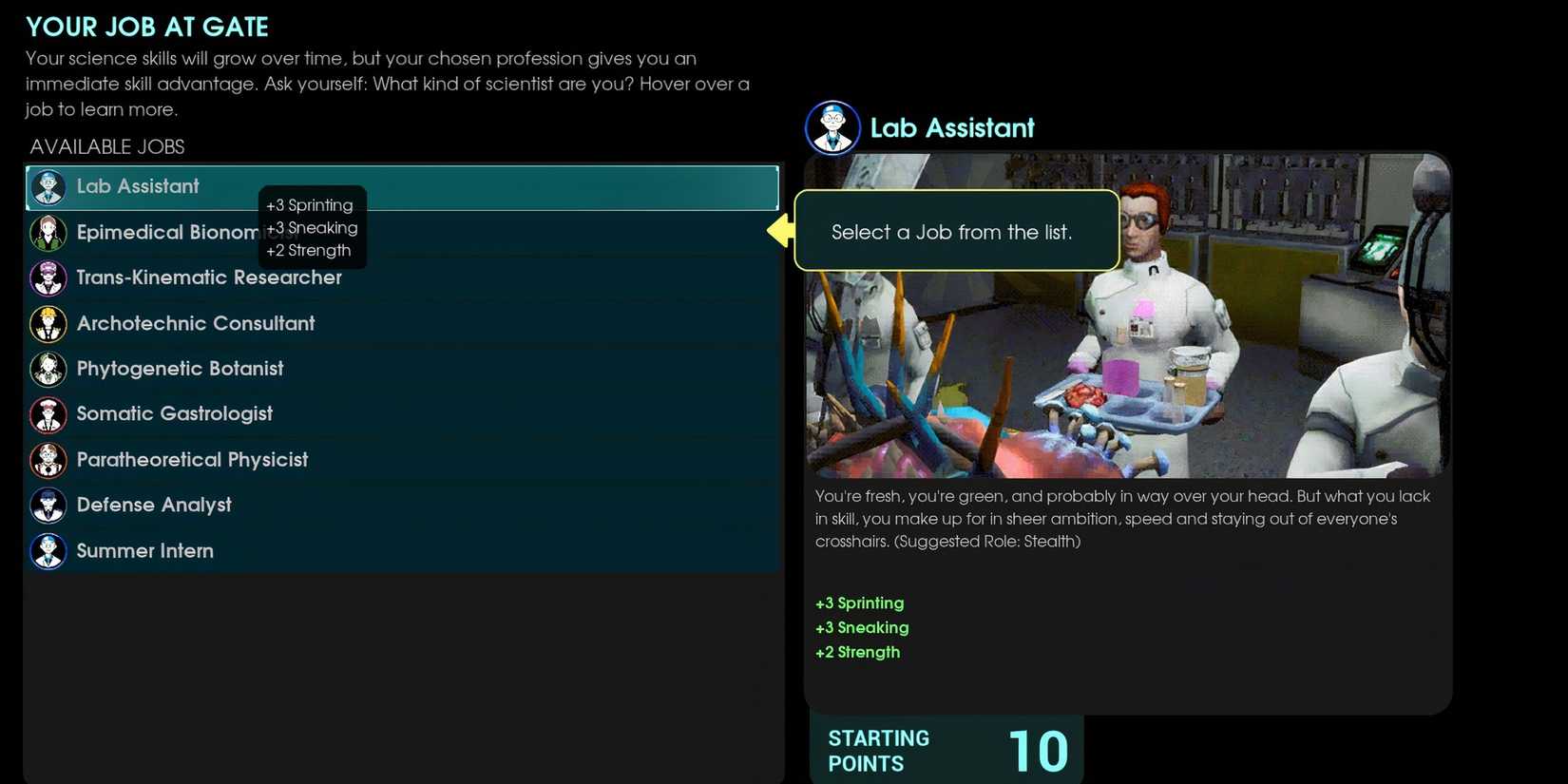 Abiotic Factor Choose a Job