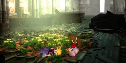 Aerith finding Cloud in Final Fantasy 7 (PS1)