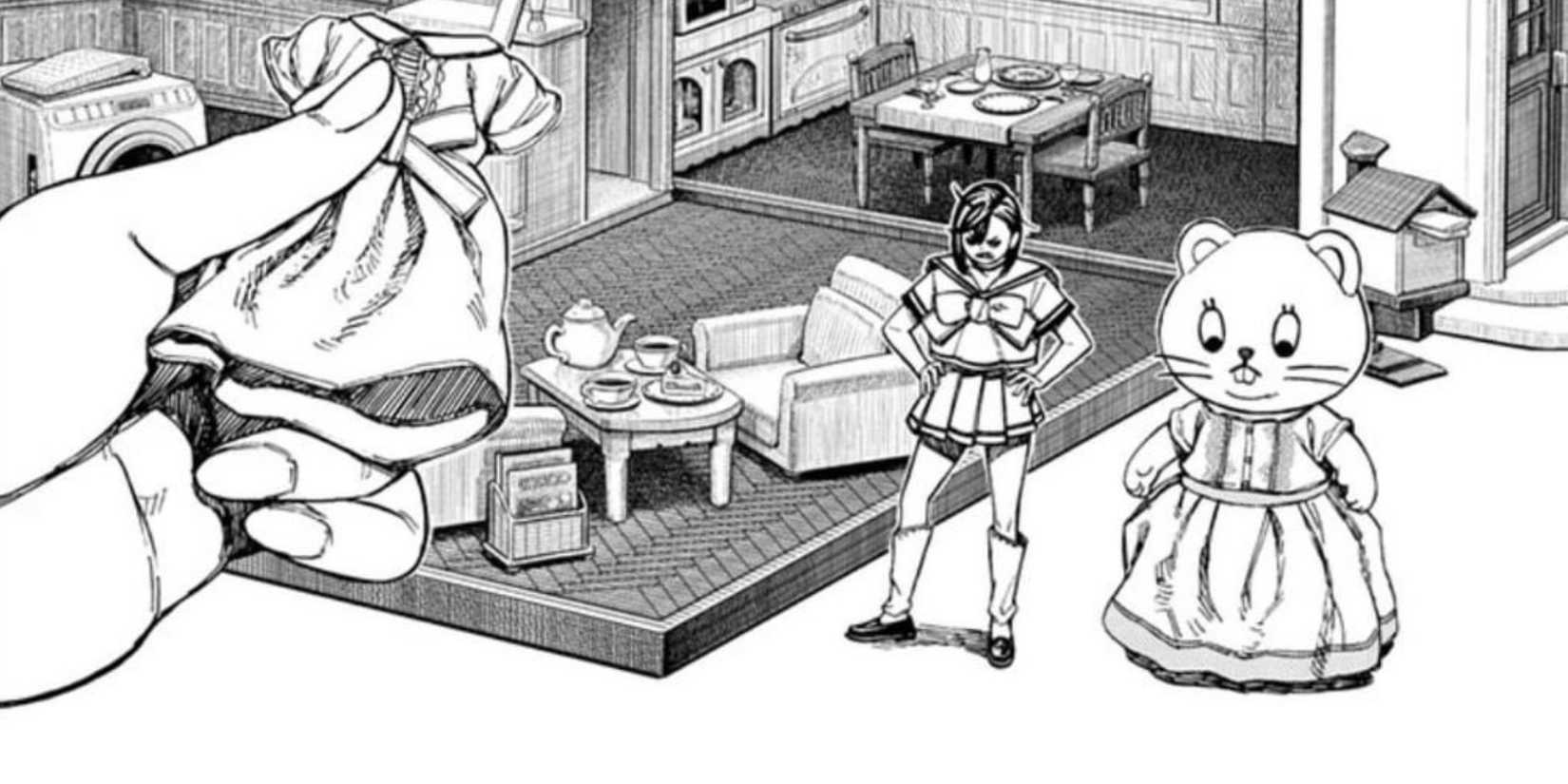 Aira forcing Momo to wear doll clothes - Dandadan