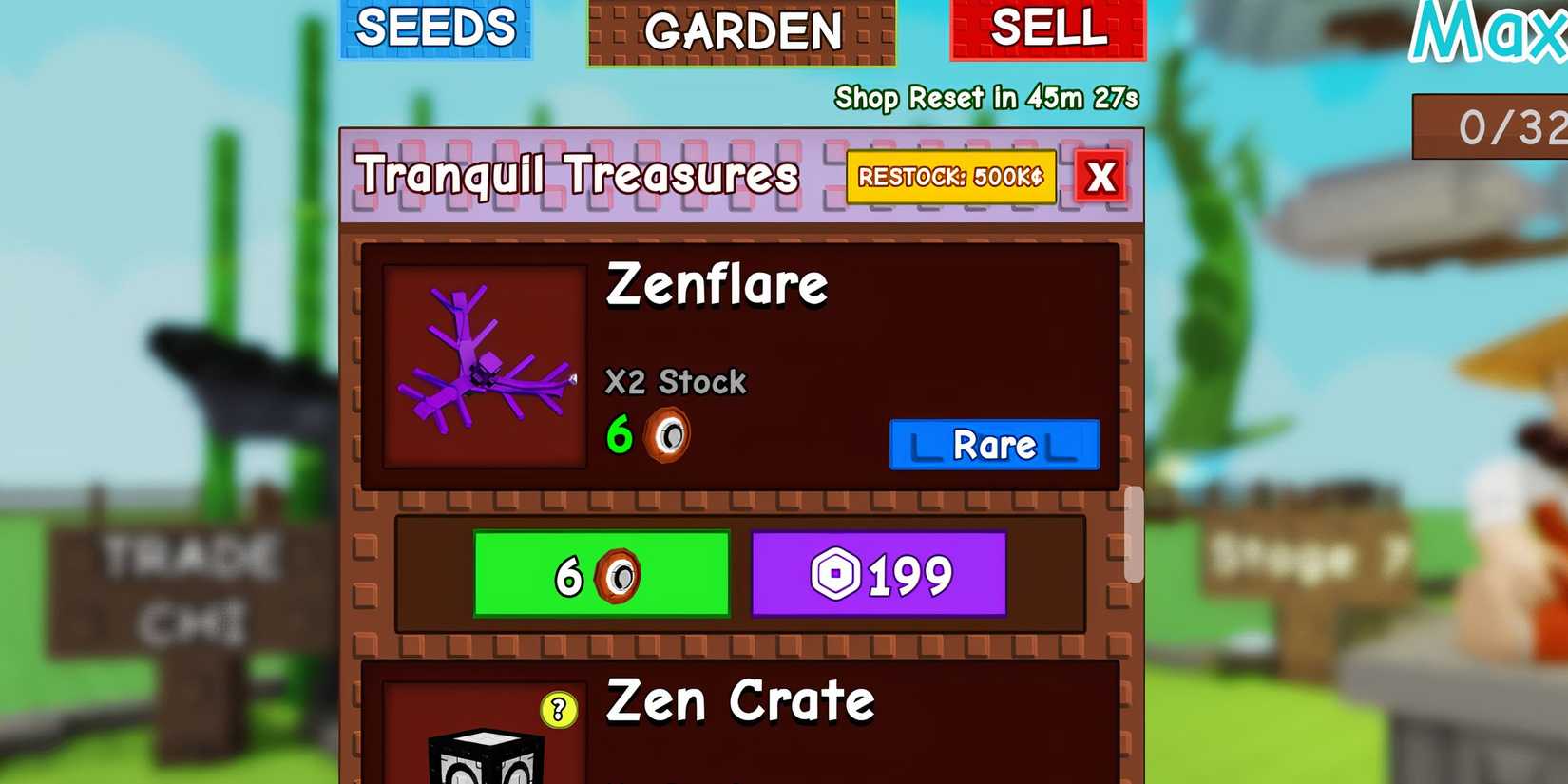 all zen crops in grow a garden