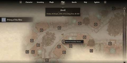 Map leading to Pinarus Inventius house in oblivion remastered rat quest