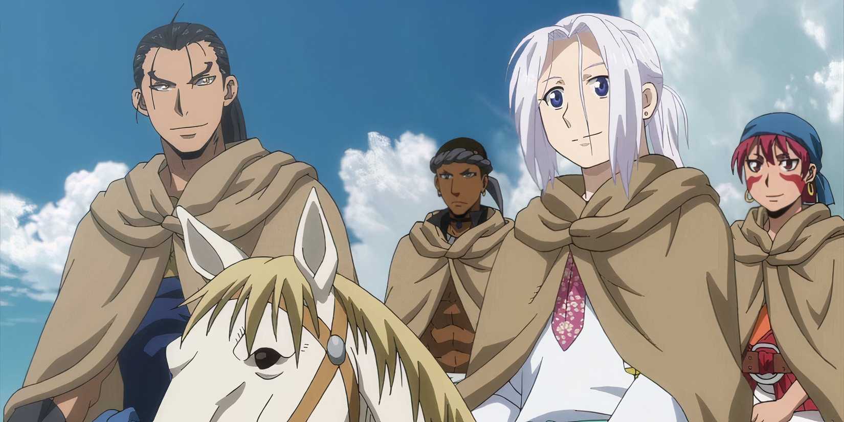 Arslan and his party riding horses in The Legend of Arslan Heroes (animation)