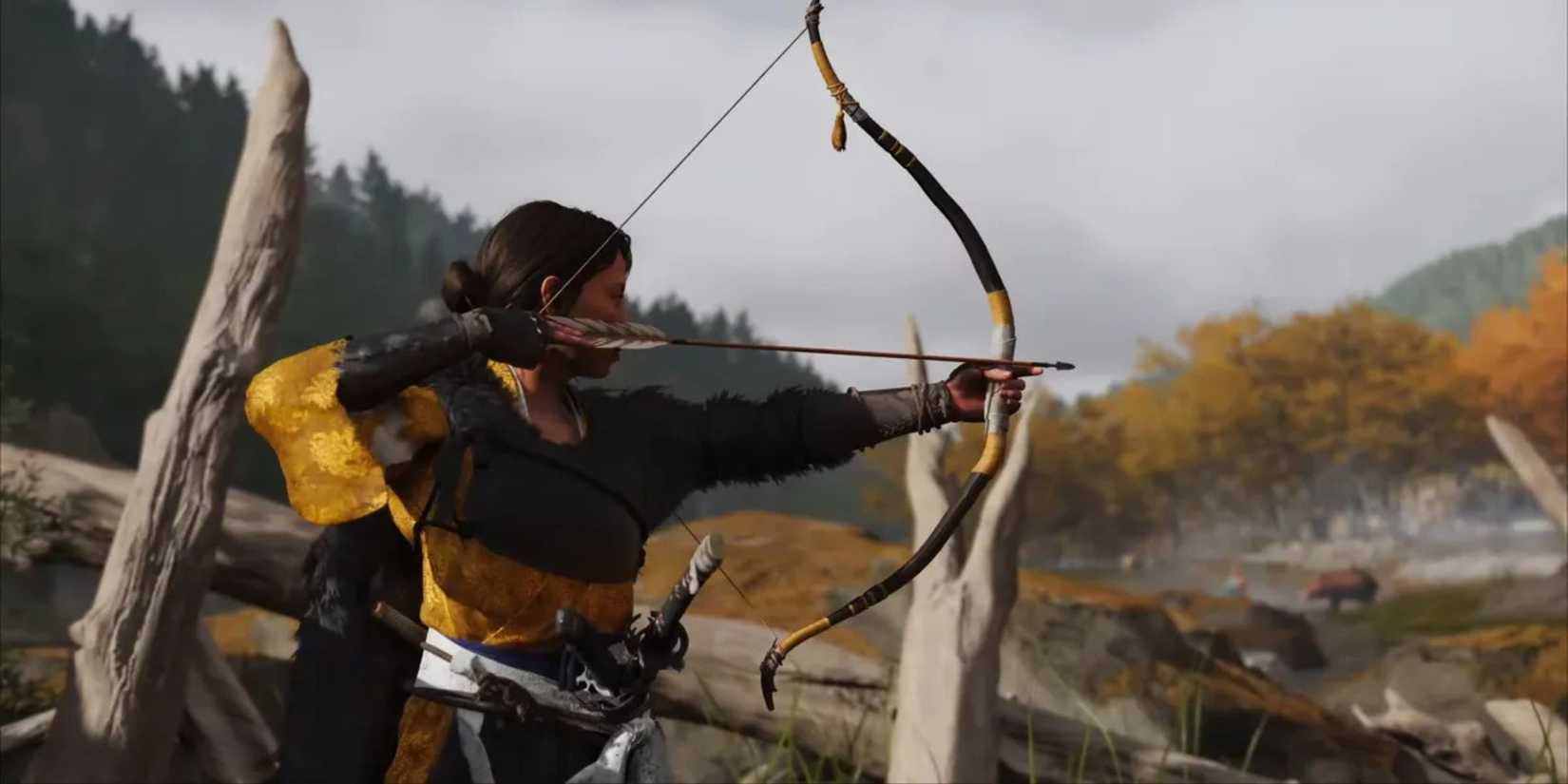 Atsu shooting an arrow - Ghost Of Yotei