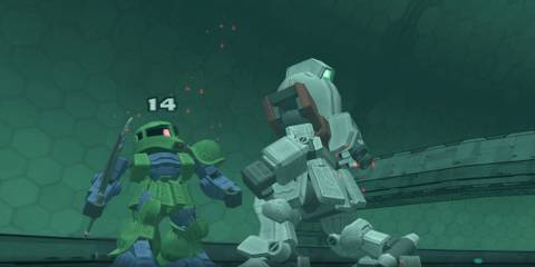 Attacking an enemy in MS Saga A New Dawn