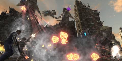 Attacking enemies in Earth Defense Force 6