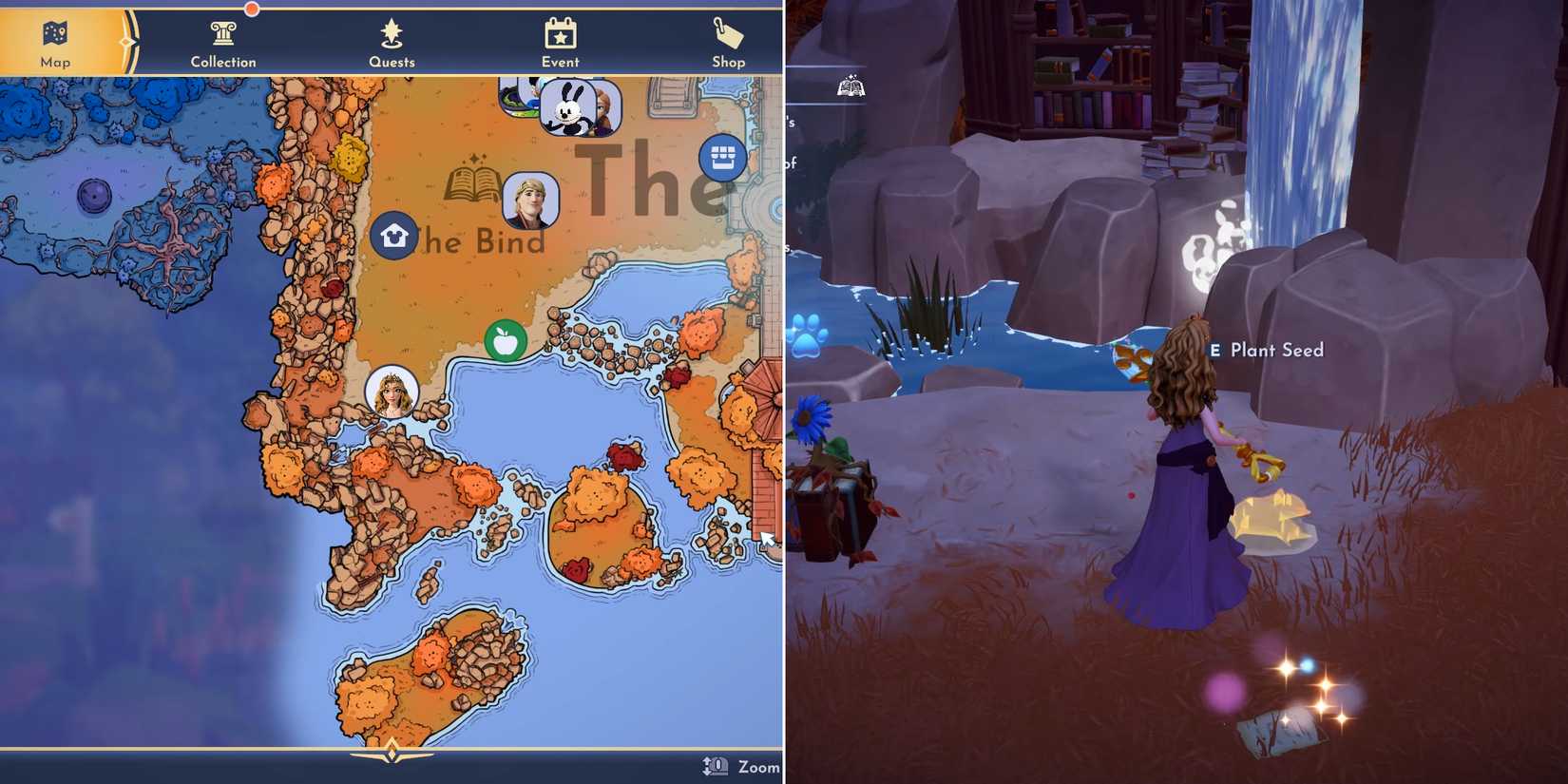 aurora diary page near waterfall in the bind in ddv disney dreamlight valley